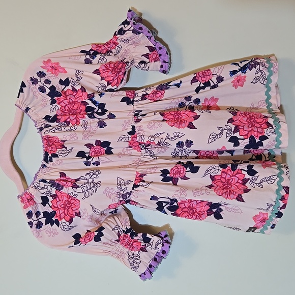 Matilda‎ Jane Girls Sz 4 Tunic Top Shirt Pink Floral Ruffle Cottagecore Belled - Picture 7 of 7